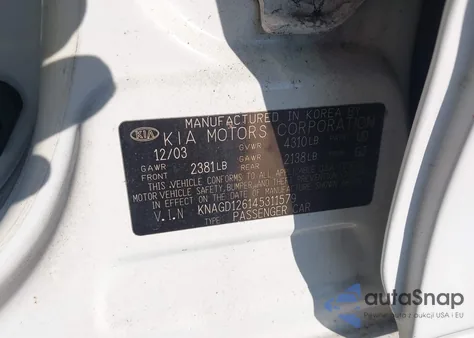 2004 Kia Optima Ex/Lx из США, поврежденный, VIN KNAGD126145311579